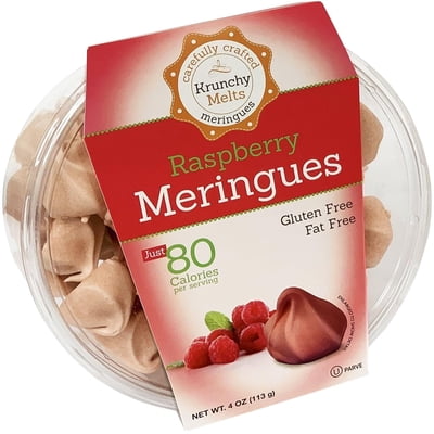 Krunchy Melts Original Meringue Cookies | Raspberry Flavor | Only 80 Calories Per Serving | Fat Free, Gluten Free, Dairy Free (4 Oz)