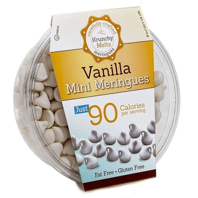 Krunchy Melts Original Meringue Cookies | Mini Vanilla Flavor | Only 90 Calories Per Serving | Fat Free, Gluten Free, Dairy Free (4 Oz)