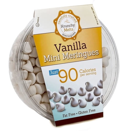 Krunchy Melts Original Meringue Cookies | Mini Vanilla Flavor | Only 80 Calories Per Serving | Fat Free, Gluten Free, Dairy Free (4 Oz)