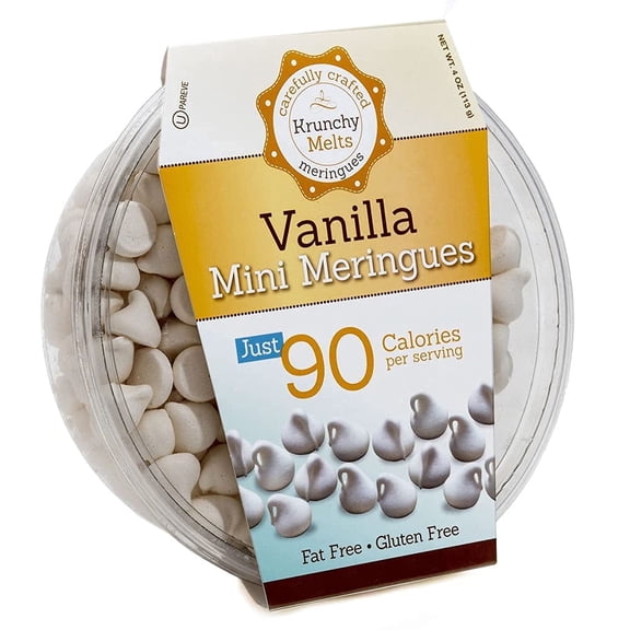 Krunchy Melts Original Meringue Cookies | Mini Vanilla Flavor | Only 80 Calories Per Serving | Fat Free, Gluten Free, Dairy Free (4 Oz)
