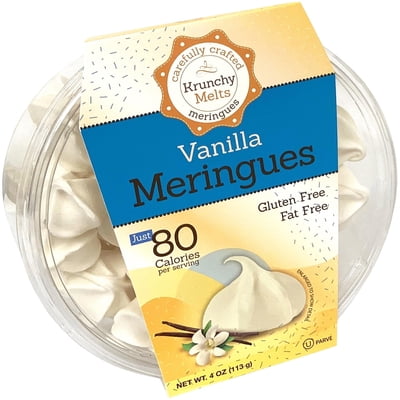 Krunchy Melts Original Meringue Cookies | Vanilla Flavor | Only 80 Calories Per Serving | Fat Free, Gluten Free, Dairy Free (4 Oz)
