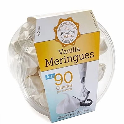 Krunchy Melts Original Meringue Cookies | Vanilla Club Flavor | Only 90 Calories Per Serving | Fat Free, Gluten Free, Dairy Free (7 Oz)
