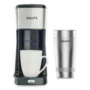 Krups 12oz Single Serve Coffee Maker with Travel Tumbler | Stainless Steel & Black