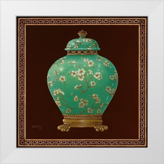 Kruskamp, Janet 12x12 White Modern Wood Framed Museum Art Print Titled - Jade Ginger Jar