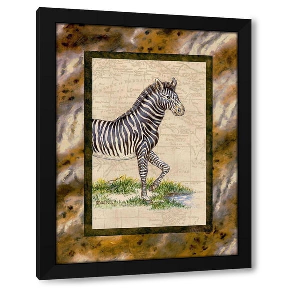 Janet Kruskamp 12x14 Black Modern Wood Framed Wall Art Titled - Zebra