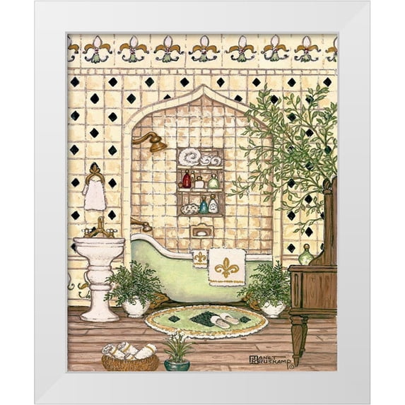 Kruskamp, Janet 12x14 White Modern Wood Framed Museum Art Print Titled - Elegant Bath III