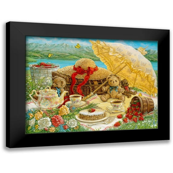 Kruskamp, Janet 14x12 Black Modern Framed Museum Art Print Titled - A Beary Nice Picnic