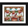 thumbnail image 1 of Kruskamp, Janet 14x12 Black Ornate Wood Framed with Double Matting Museum Art Print Titled - 3 Happy Chefs, 1 of 4