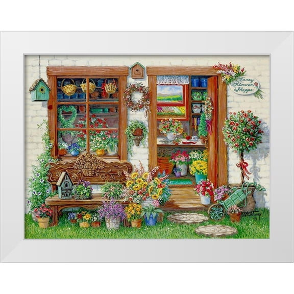 Kruskamp, Janet 14x12 White Modern Wood Framed Museum Art Print Titled - Fancy Flower Shoppe