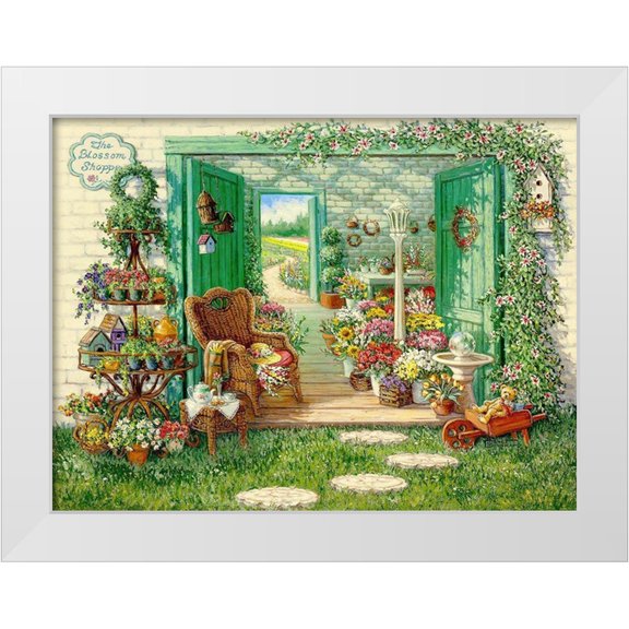 Kruskamp, Janet 14x12 White Modern Wood Framed Museum Art Print Titled - The Blossom Shoppe