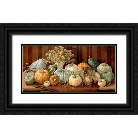 Kruskamp, Janet 14x9 Black Ornate Wood Framed with Double Matting Museum Art Print Titled - Tuscany Harvest