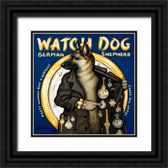Kruskamp, Janet 15x15 Black Ornate Wood Framed with Double Matting Museum Art Print Titled - Watch Dog