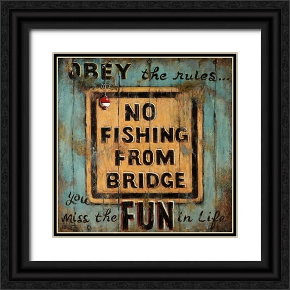 Kruskamp, Janet 20x20 Black Ornate Wood Framed with Double Matting Museum Art Print Titled - No Fishing