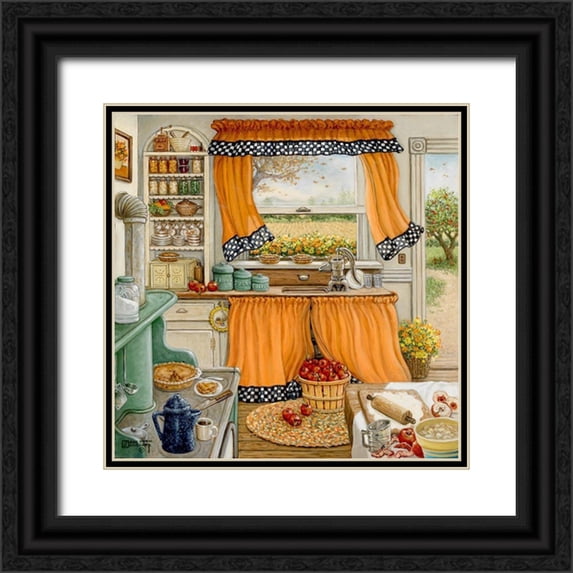 Kruskamp, Janet 20x20 Black Ornate Wood Framed with Double Matting Museum Art Print Titled - Pie Baking Day