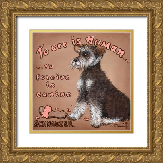 Kruskamp, Janet 20x20 Gold Ornate Wood Framed with Double Matting Museum Art Print Titled - To Forgive Is Canine