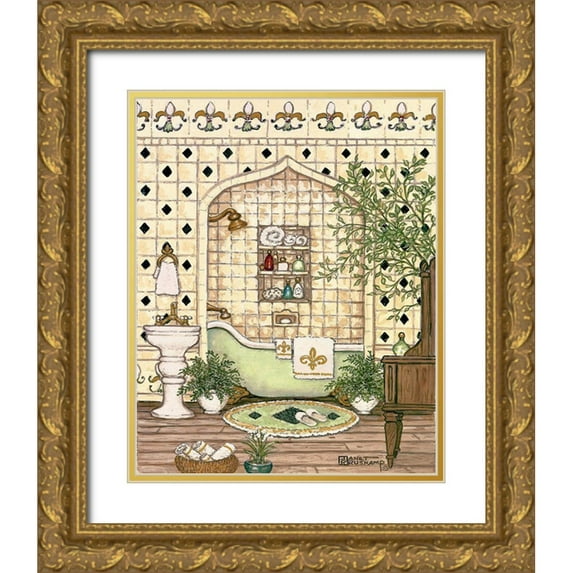 Kruskamp, Janet 20x24 Gold Ornate Wood Framed with Double Matting Museum Art Print Titled - Elegant Bath III