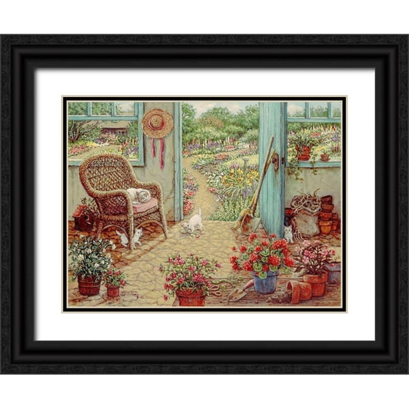 Kruskamp, Janet 24x19 Black Ornate Wood Framed with Double Matting Museum Art Print Titled - Potting Shed