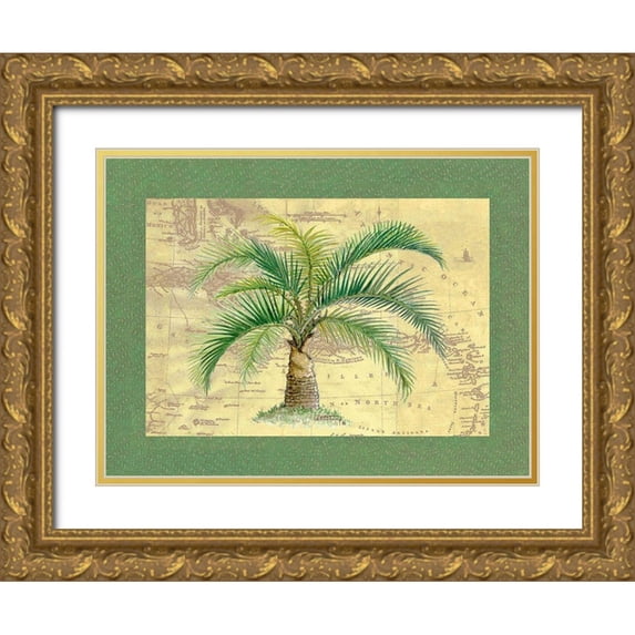 Kruskamp, Janet 24x19 Gold Ornate Wood Framed with Double Matting Museum Art Print Titled - Palm Tree IV