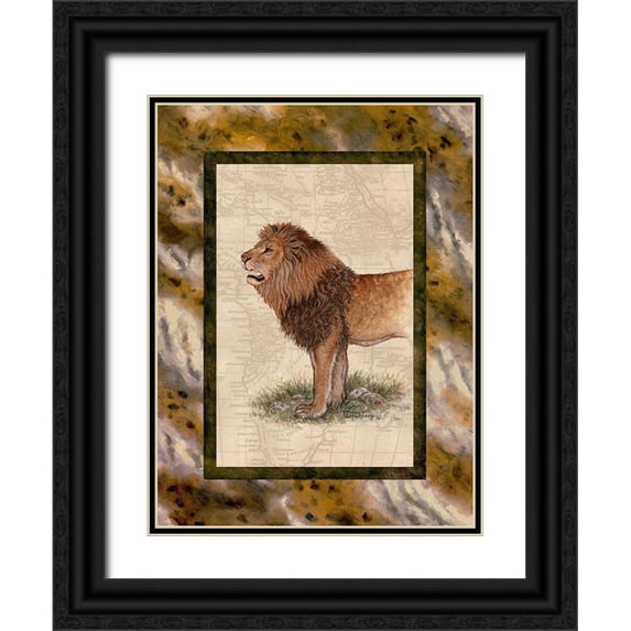 Kruskamp, Janet 25x32 Black Ornate Wood Framed with Double Matting Museum Art Print Titled - Lion