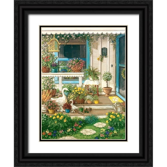 Kruskamp, Janet 25x32 Black Ornate Wood Framed with Double Matting Museum Art Print Titled - Spring Front Porch