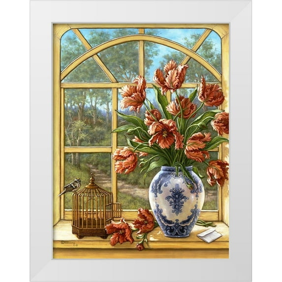 Kruskamp, Janet 25x32 White Modern Wood Framed Museum Art Print Titled - Dragon Tulips