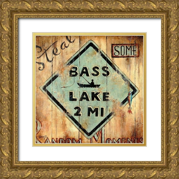 Kruskamp, Janet 26x26 Gold Ornate Wood Framed with Double Matting Museum Art Print Titled - Bass Lake