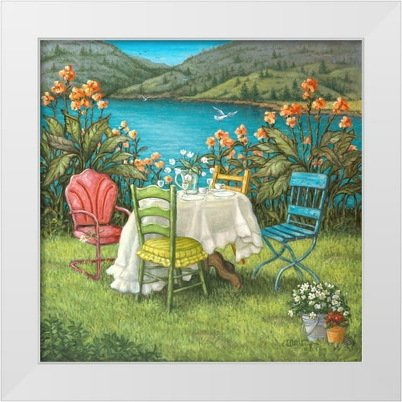 Kruskamp, Janet 26x26 White Modern Wood Framed Museum Art Print Titled - Table for Four