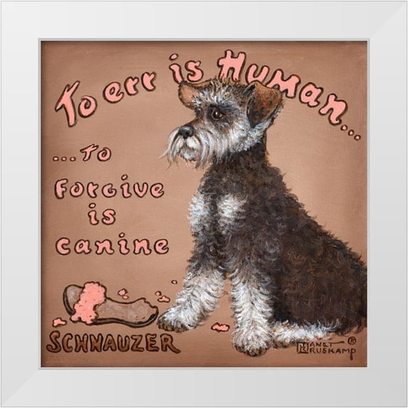 Kruskamp, Janet 26x26 White Modern Wood Framed Museum Art Print Titled - To Forgive is Canine