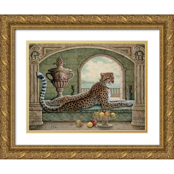 Kruskamp, Janet 32x25 Gold Ornate Wood Framed with Double Matting Museum Art Print Titled - Royal Cheetah