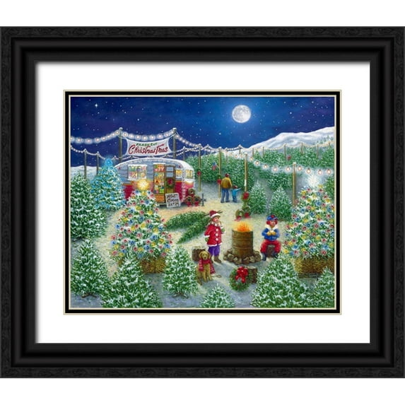 Kruskamp, Janet 32x26 Black Ornate Wood Framed with Double Matting Museum Art Print Titled - A LOT of Christmas Trees