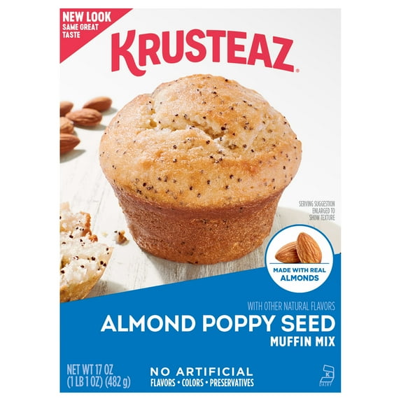 Krusteaz Almond Poppy Seed Muffin Mix, 17 oz, (6-Pack)