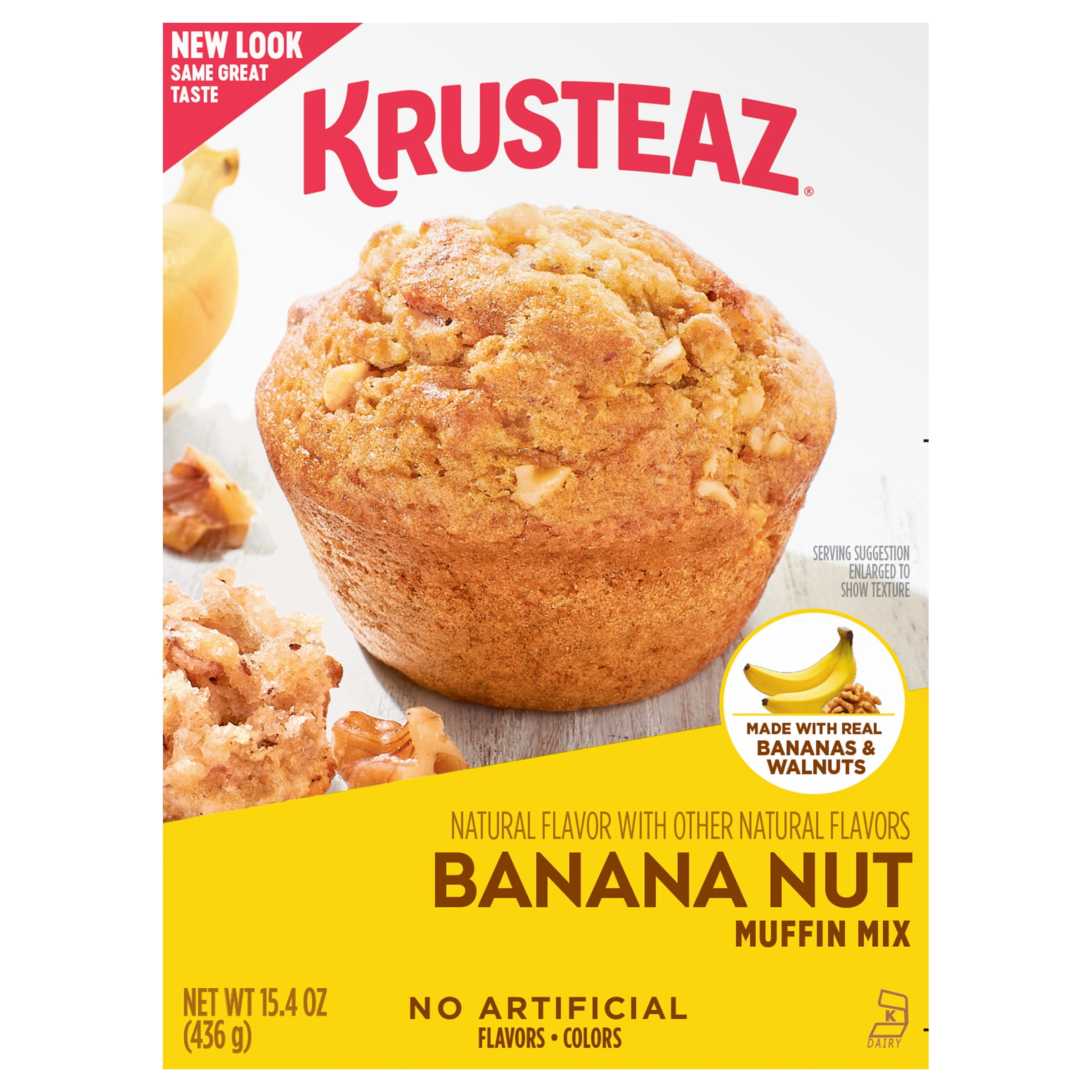 Krusteaz Banana Nut Muffin Mix, Made with Real Bananas & Walnuts, 15.4