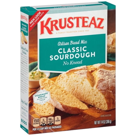 Krusteaz Sourdough No Knead Bread Mix, Includes Yeast Packet, 14 oz Box