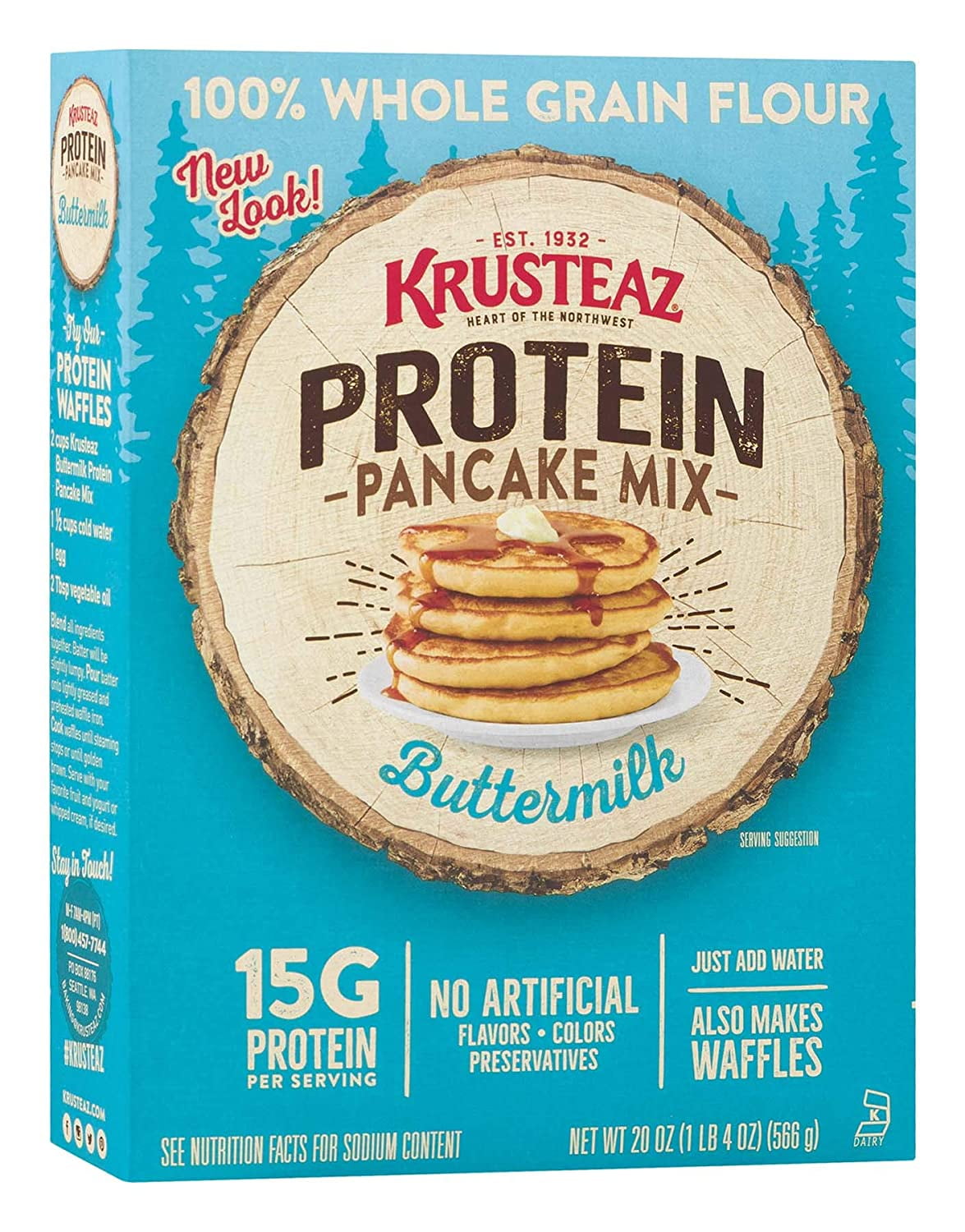 Krusteaz Buttermilk Protein Pancake Mix , 20 OZ (Pack 2)