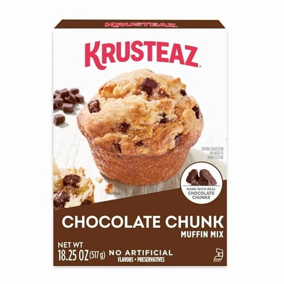 Krusteaz Chocolate Chunk Muffin Mix, 18.25 oz Box, Pack of 4