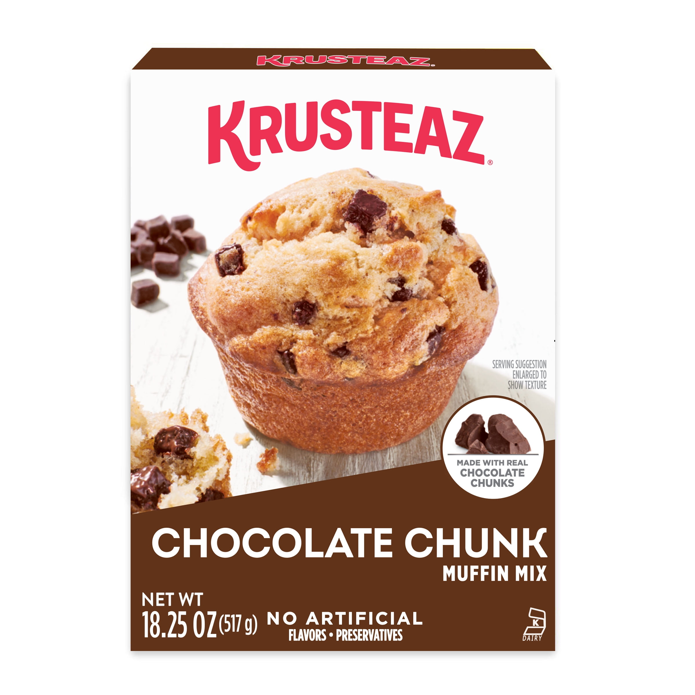 Krusteaz Chocolate Chunk Muffin Mix, Chocolate Chunk Muffins Made With Real Chocolate Chunks, 18.25 oz Box