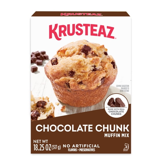 Krusteaz Chocolate Chunk Muffin Mix, Chocolate Chunk Muffins Made With Real Chocolate Chunks, 18.25 oz Box