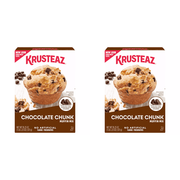 Krusteaz Chocolate Chunk Muffin Mix 18.25oz Pack of 2 – Chocolate Muffins, Chunky Chocolate, Moist Muffins, Breakfast Treat
