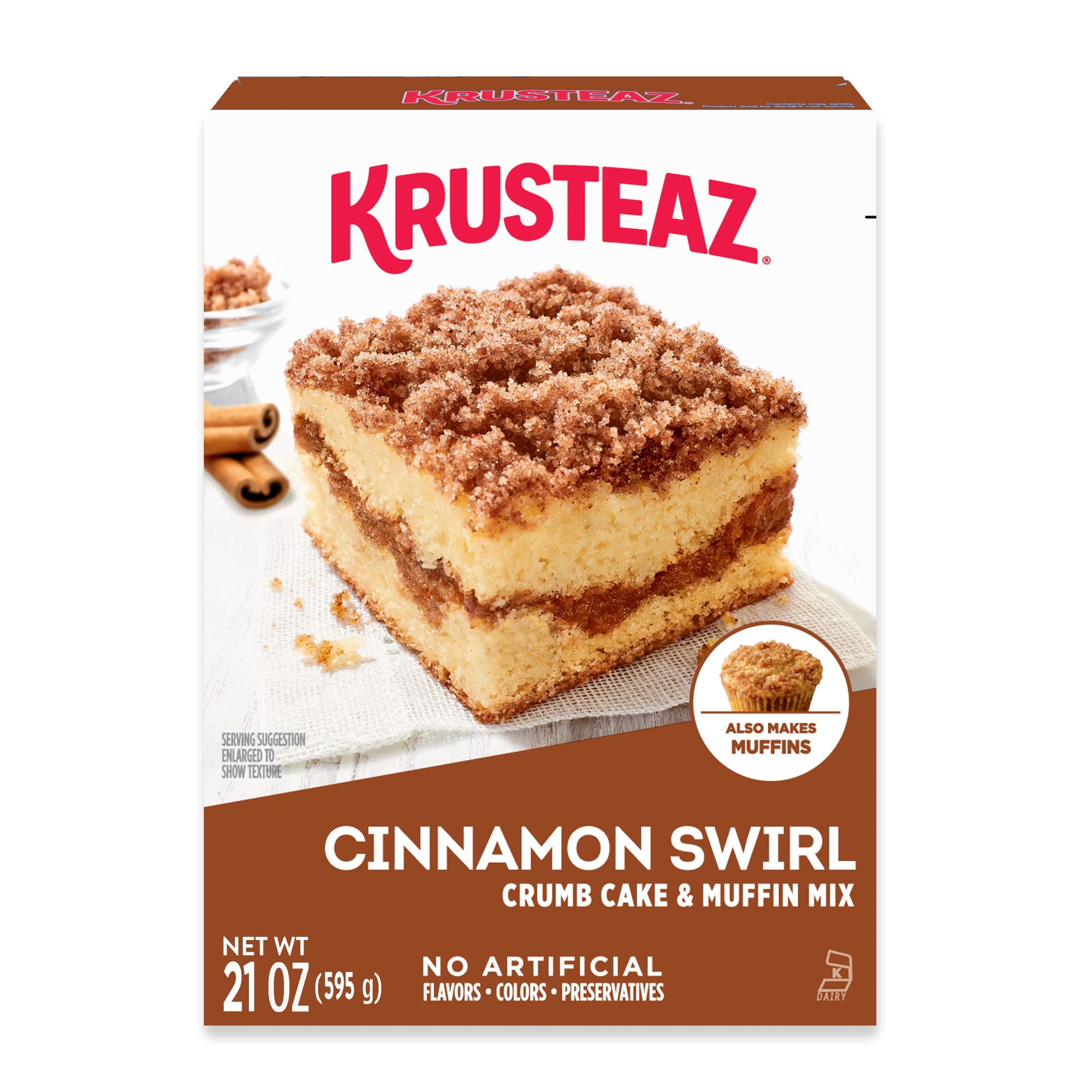 Krusteaz Cinnamon Swirl Crumb Cake and Muffin Mix, 21 oz Box
