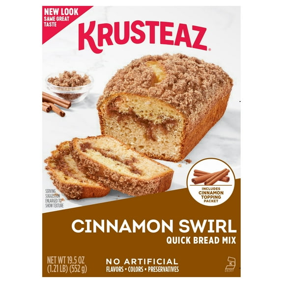 Krusteaz Cinnamon Swirl Quick Bread Mix, 19.5 oz, (4-Pack)