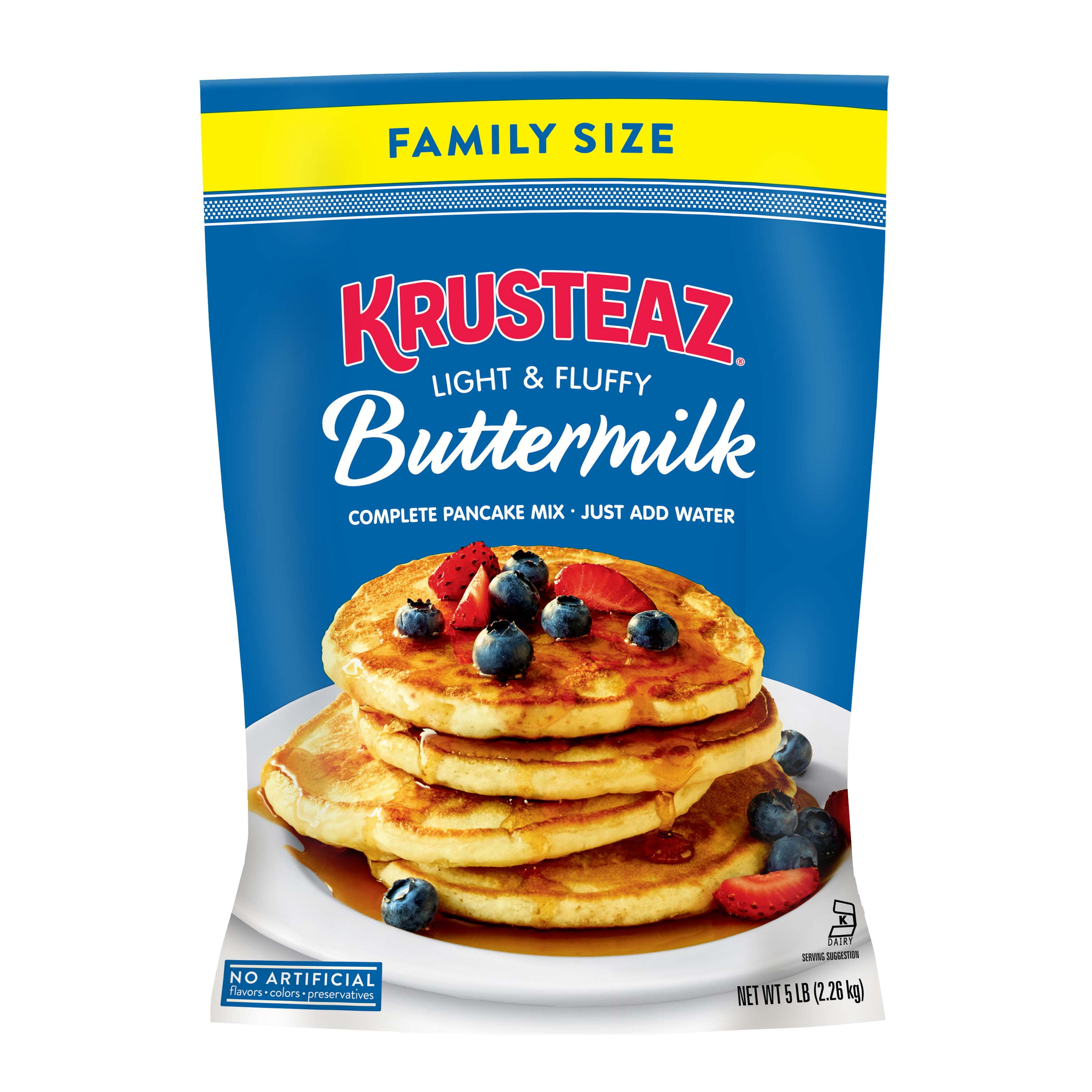 Krusteaz Complete Buttermilk Pancake and Waffle Mix, Light & Fluffy, 5