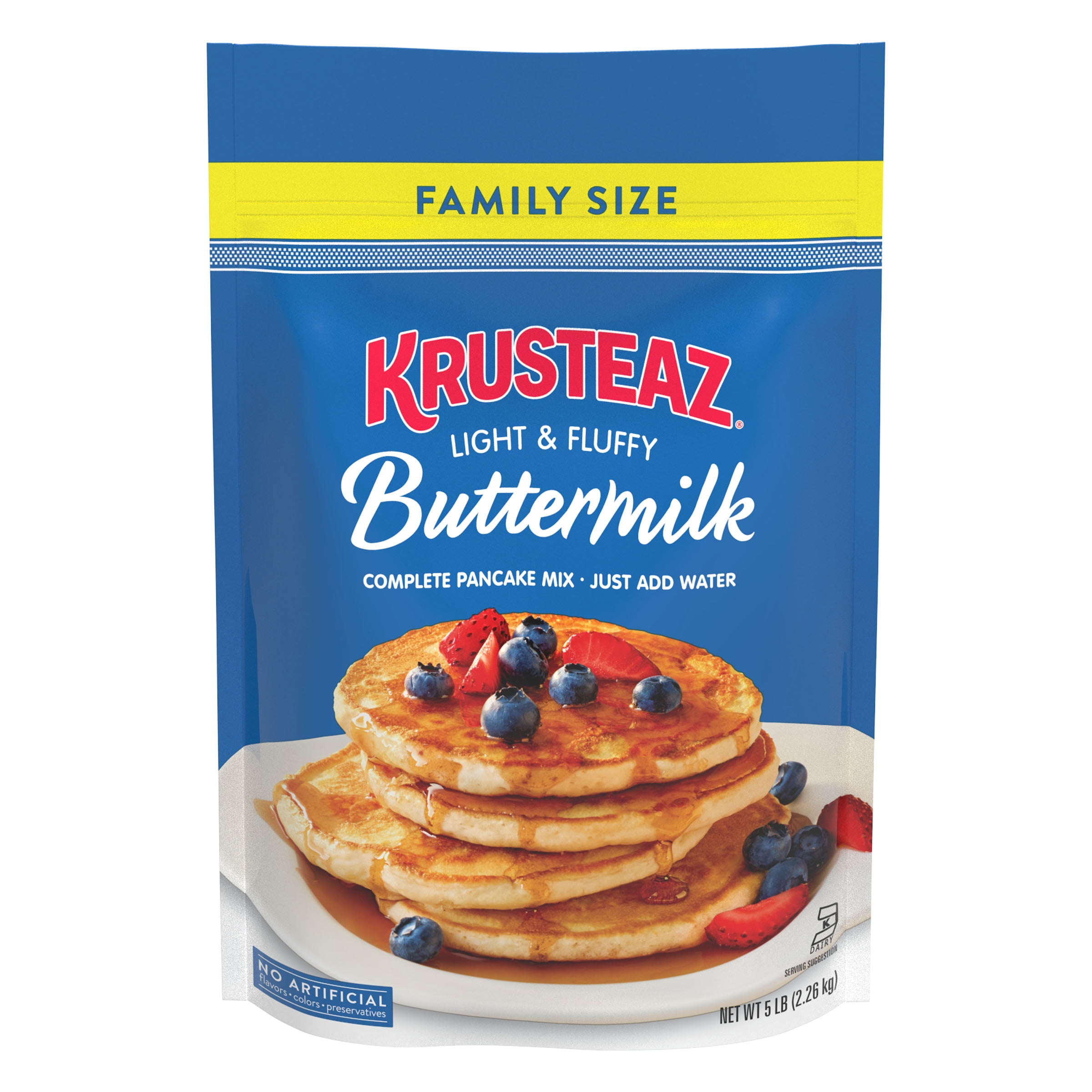 Krusteaz Complete Buttermilk Pancake and Waffle Mix, Light & Fluffy, 5 lb Bag