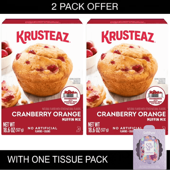 Krusteaz Cranberry Orange Muffin Mix, Cranberry Orange Muffins Made With Real Cranberries and Orange Zest, 18.6 oz
