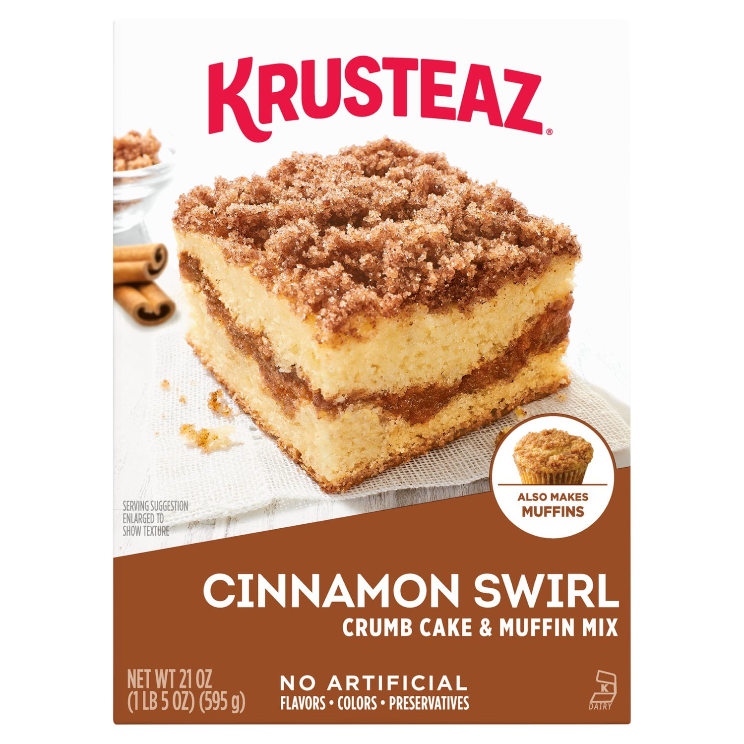 Krusteaz Crumb Cake & Muffin Mix Cinnamon Swirl 21 oz