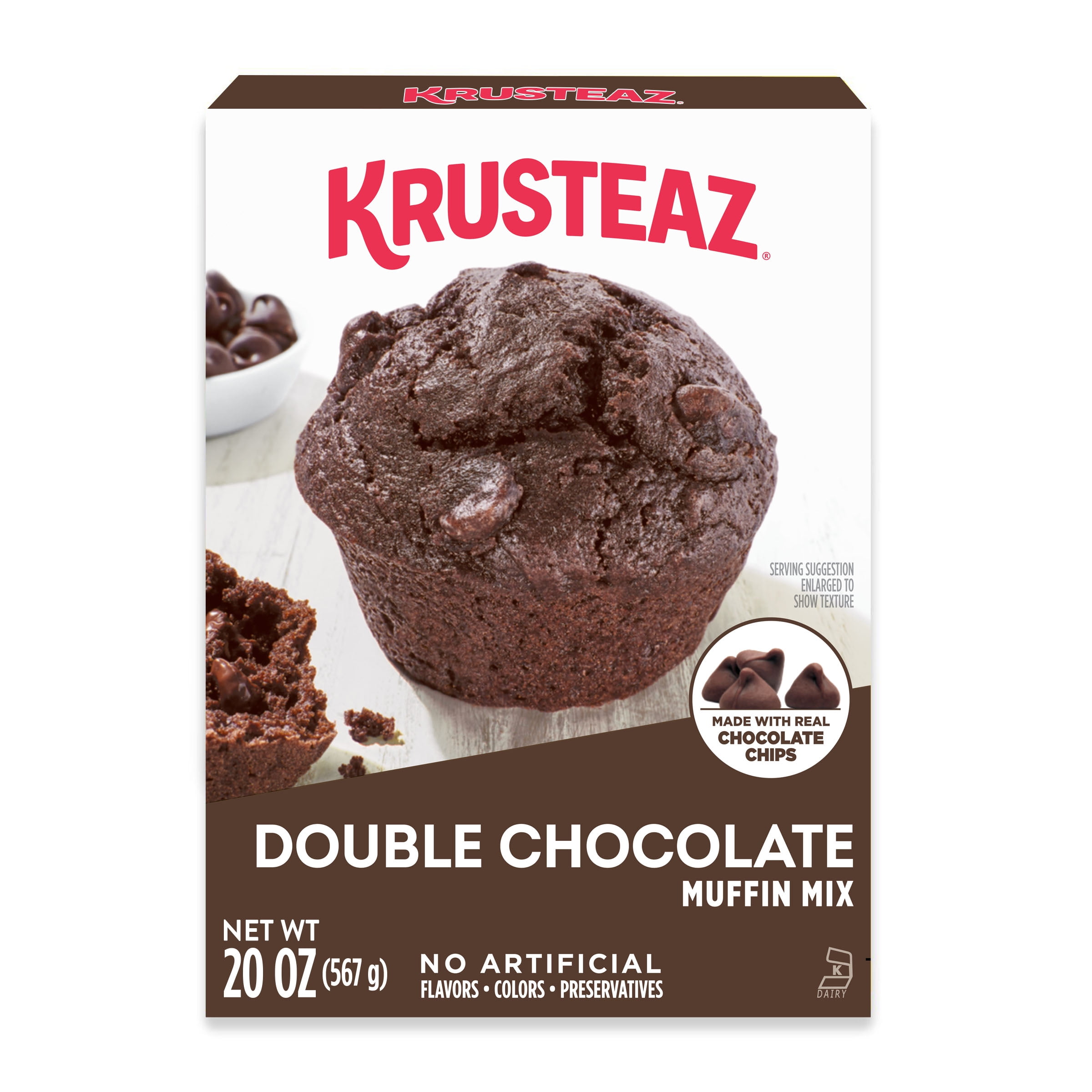 Krusteaz Double Chocolate Muffin Mix, Chocolate Muffins Made With Real Chocolate Chips, 20 oz Box