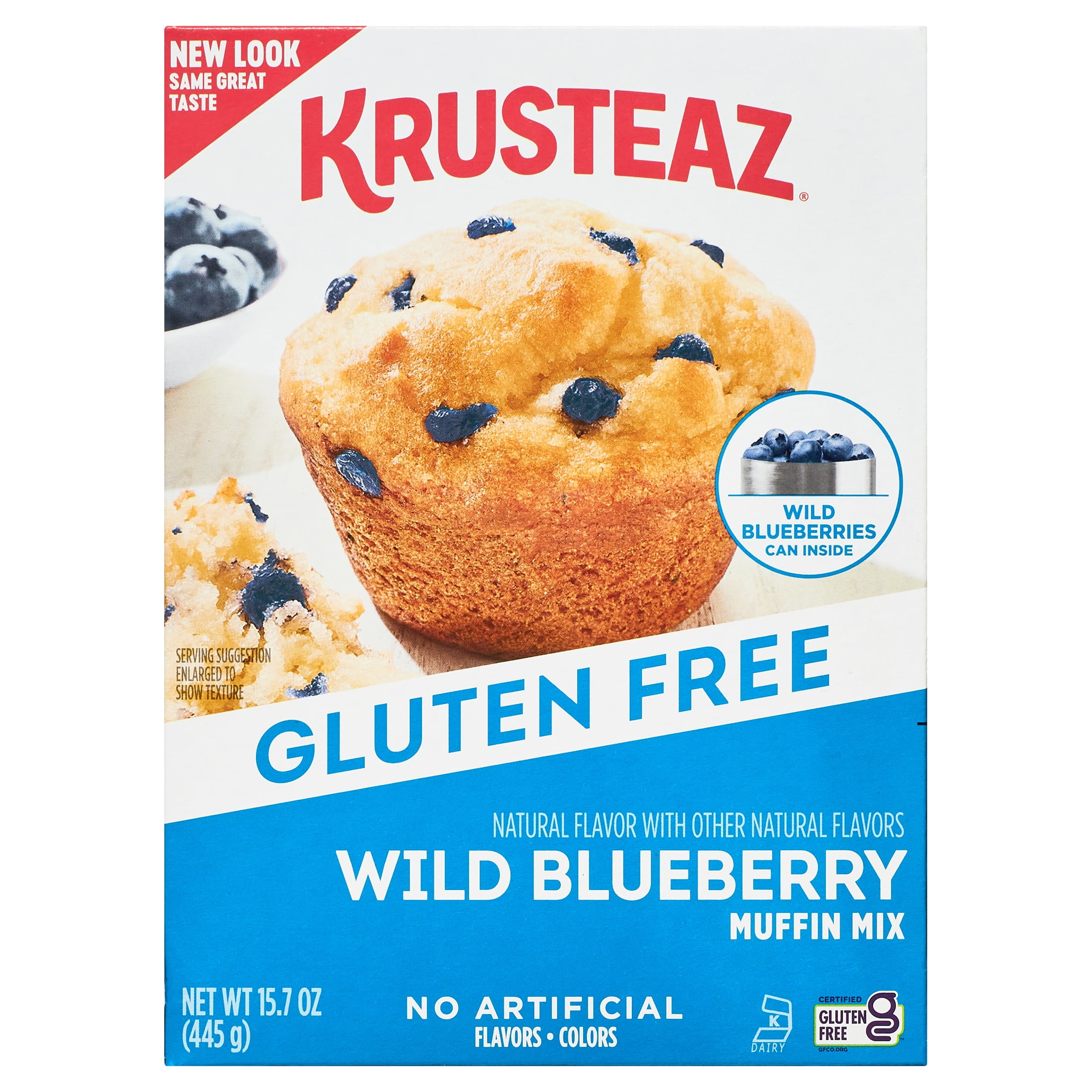 Krusteaz Gluten Free Blueberry Muffin Mix, Includes Can of Blueberries, 15.7 oz Box