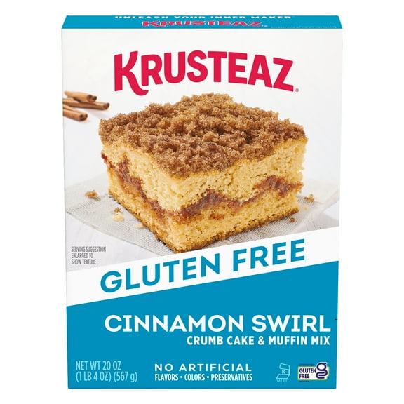 Krusteaz Gluten Free Cinnamon Swirl Crumb Cake & Muffin Mix, 20 oz Box