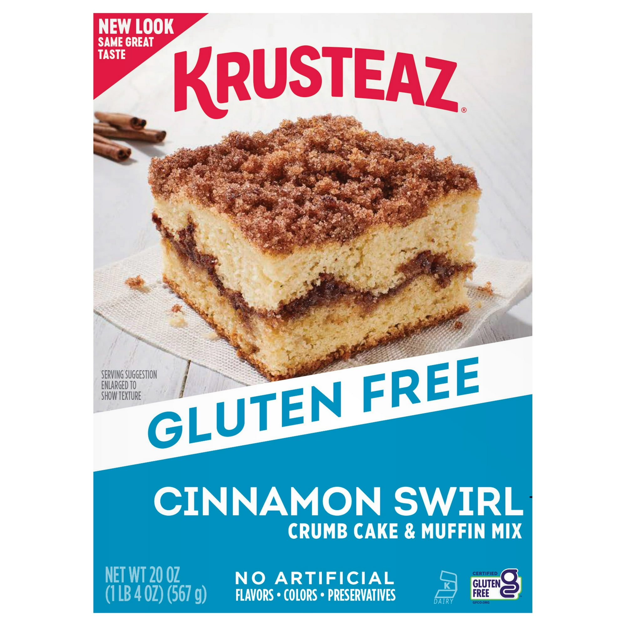 Krusteaz Gluten Free Cinnamon Swirl Crumb Cake & Muffin Mix, 20 oz Box