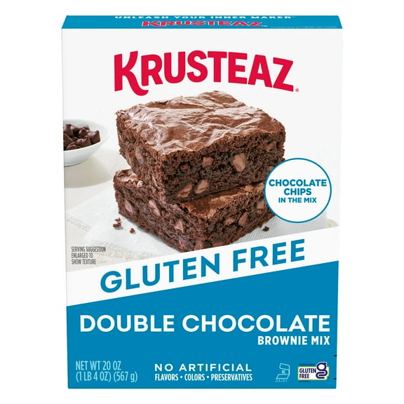 Krusteaz Gluten Free Double Chocolate Brownie Mix, Includes Chocolate Chips, 20 oz Box