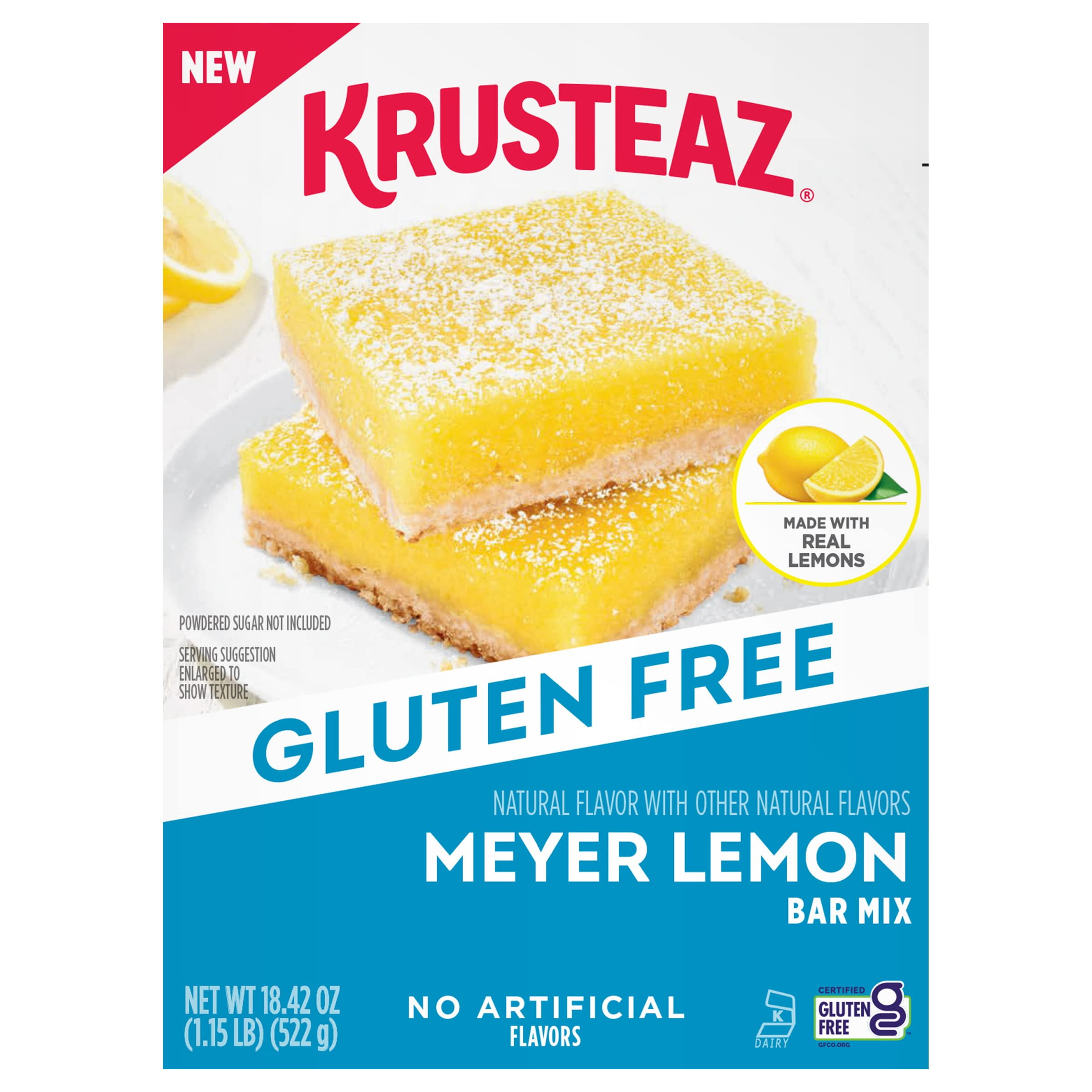 Krusteaz Gluten Free Meyer Lemon Bar Mix, 18.42 Oz Box (Pack Of 8